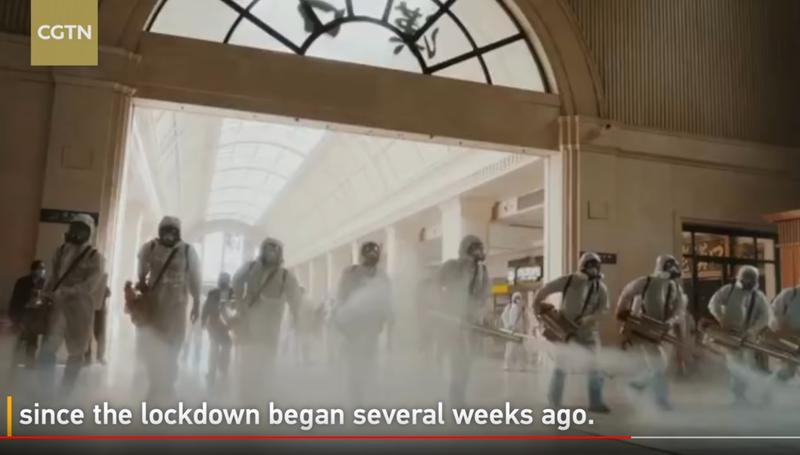 Dezinfectare in Wuhan, Foto: Captura YouTube