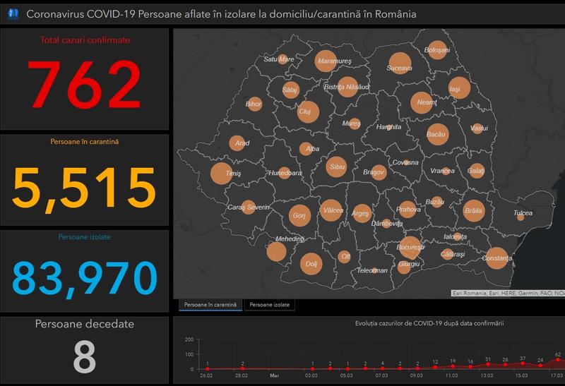 Coronavirus in Romania - Harta - situatia pe judete - Marti, 24 martie, Foto: INSP