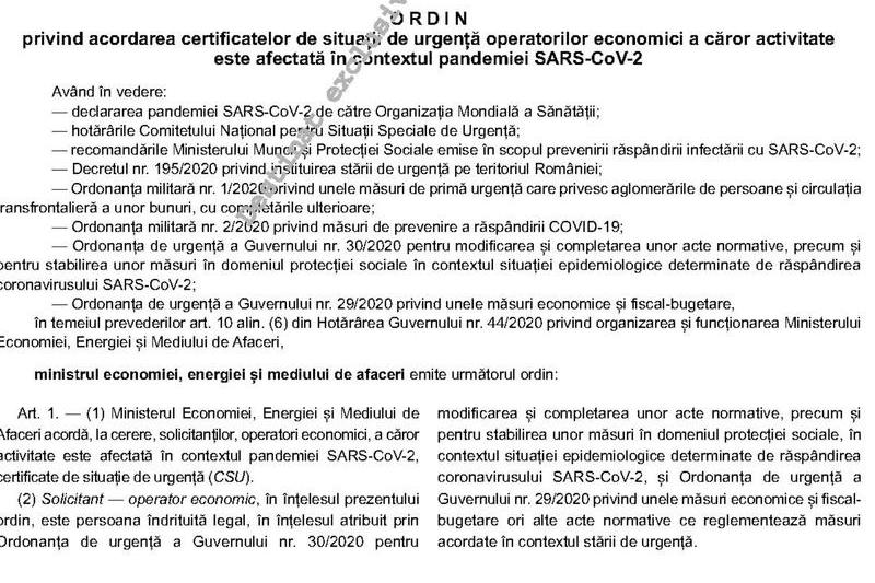 Certificate de situații de urgenta, Foto: Monitorul Oficial