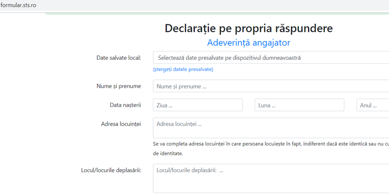 formular declaratie pe proprie raspundere, Foto: Captura