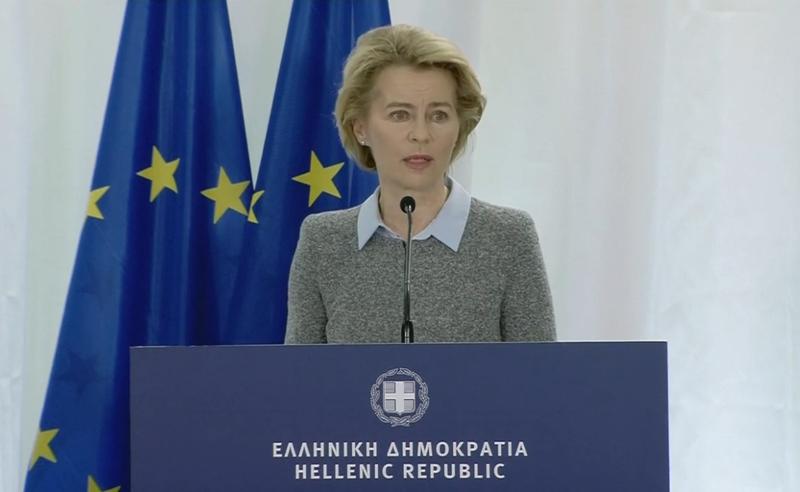 Ursula von der Leyen, in Grecia, Foto: Captura YouTube