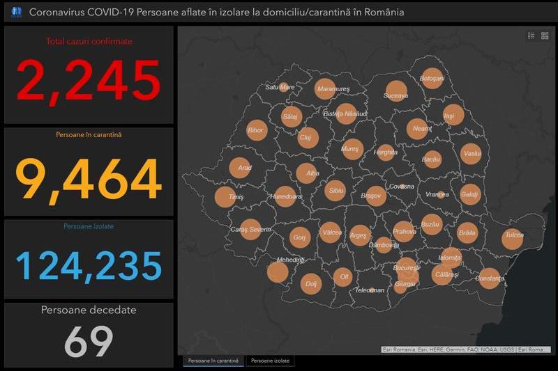 Coronavirusul in Romania - harta - Situatia pe judete - marti 31 martie, Foto: INSP