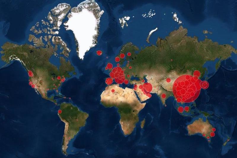 Epidemia de coronavirus pe glob, Foto: ArcGIS