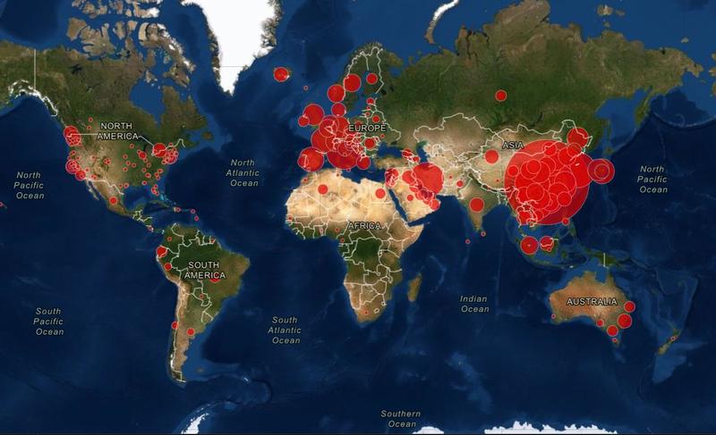 Harta coronavirus, Foto: ArcGIS