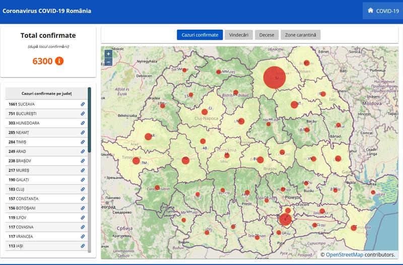 Harta cazurilor de coronavirus in judete - 12 aprilie, Foto: Hotnews