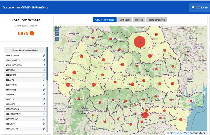 Harta cazurilor de coronavirus in judete - 14 aprilie, Foto: Hotnews