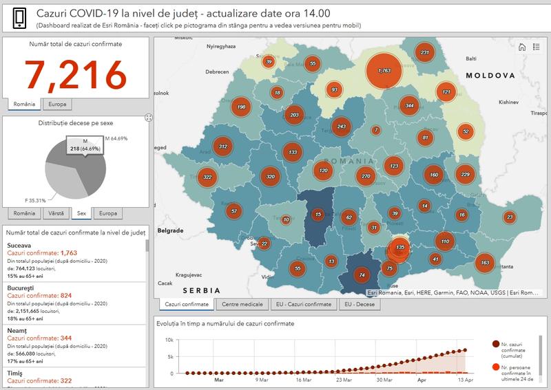 Harta cazurilor de coronavirus in judete - 15 aprilie, Foto: Hotnews