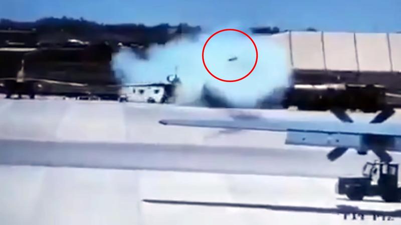 Racheta lansata din greseala de catre un Su-25 parcat pe pista, Foto: Captura de ecran