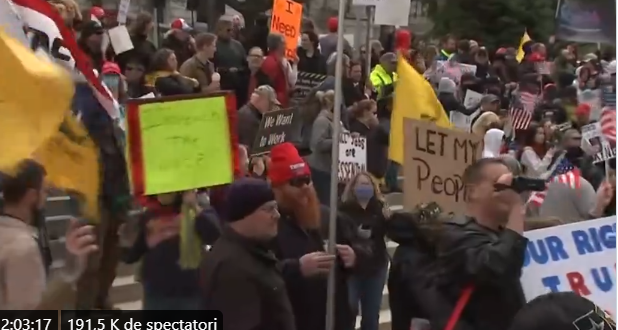 protest anticarantina SUA, Foto: Captura video