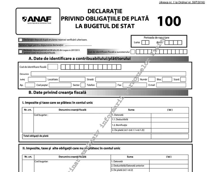 Declaratia 100 actualizata pentru bonificatii, Foto: Monitorul Oficial