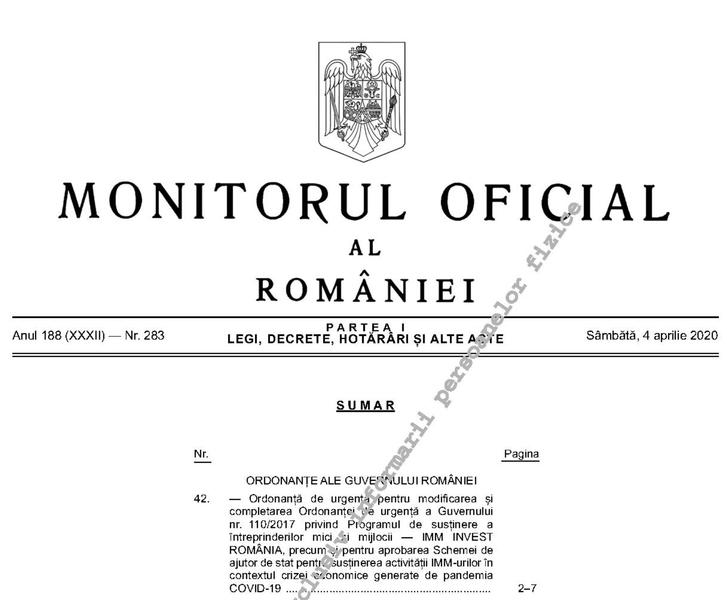 Credite garantate pentru IMM-uri din cauza crizei, Foto: Monitorul Oficial