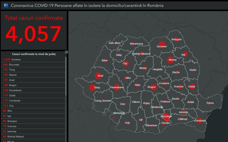 Harta cazurilor de coronavirus pe judete - 6 aprilie, Foto: INSP