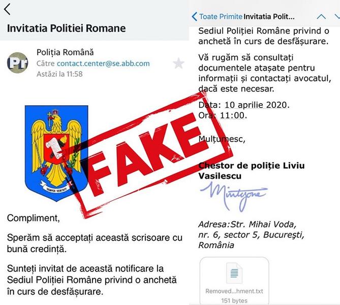 email fals, Foto: CERT-RO