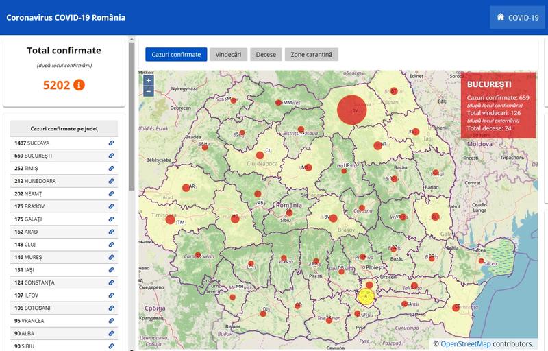 Harta cazurilor de coronavirus pe judete - 9 aprilie, Foto: Hotnews