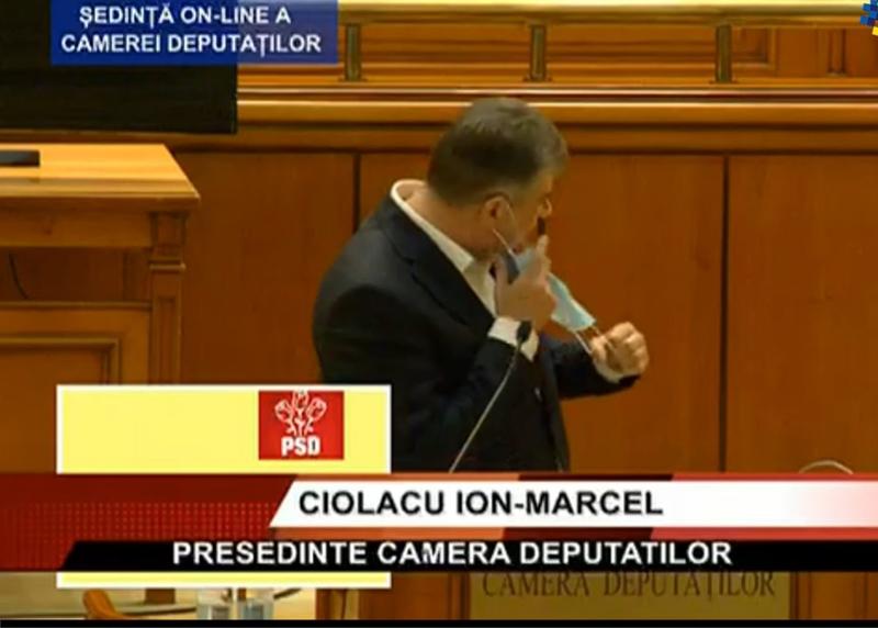 Ciolacu , masca de protectie, Foto: Captura video