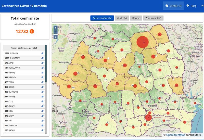 Harta cazurilor de coronavirus in judete - 2 mai, Foto: Hotnews