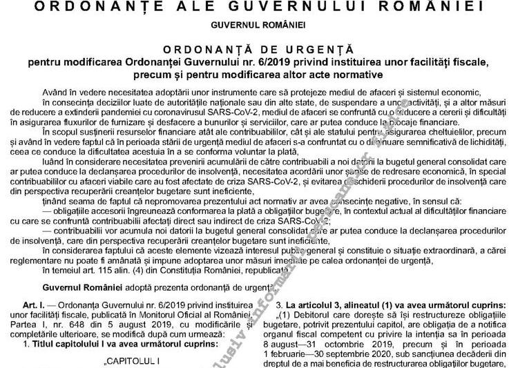 Termen prorogat pentru intarzierea la plata taxelor, Foto: monitoruloficial.ro