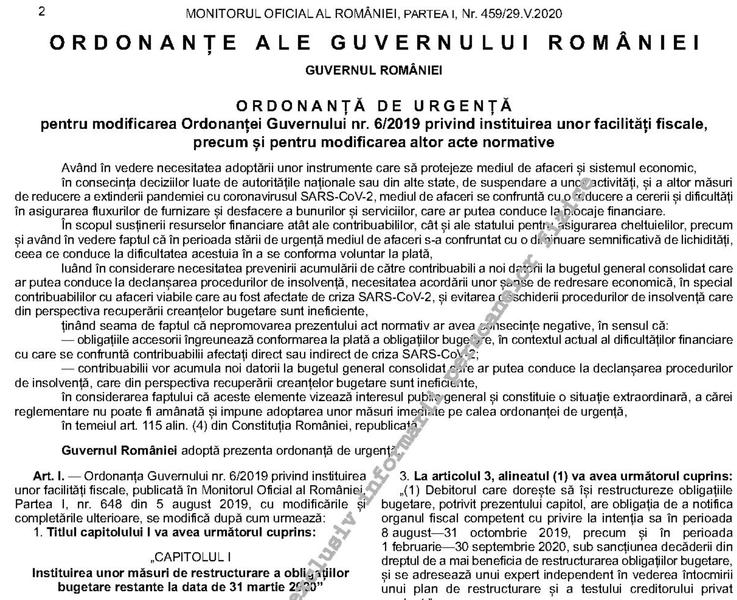 Termen prorogat pentru intarzierea la plata taxelor, Foto: monitoruloficial.ro