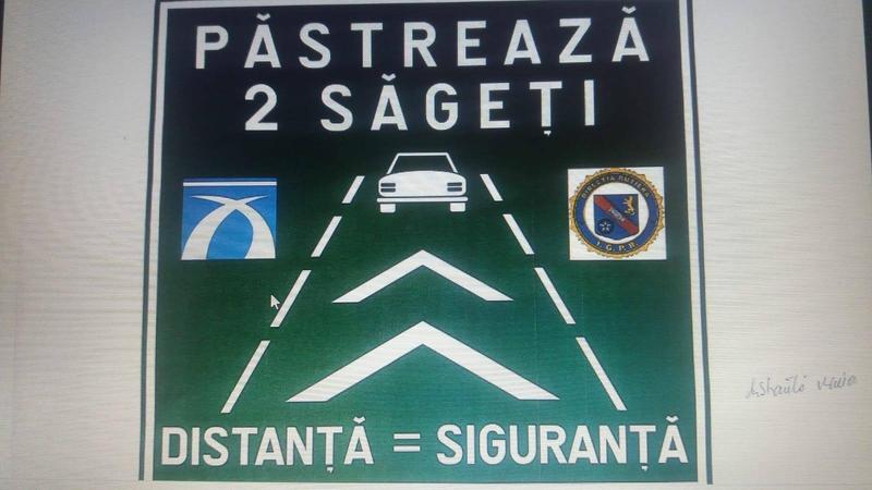 Săgeți de marcare a distanței de siguranță pe Autostradă, Foto: CNAIR
