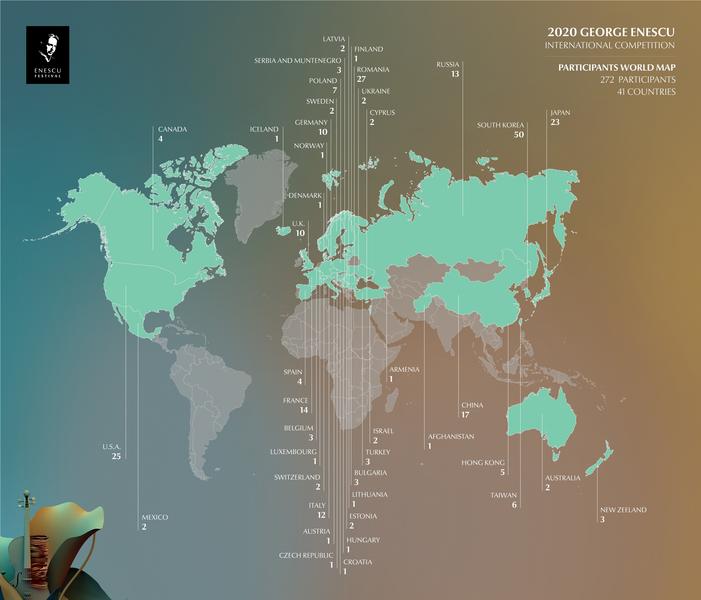 Participants World Map - 2020 Enescu Competition, Foto: Festivalul Enescu