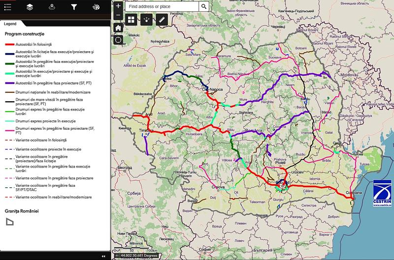 Harta Interactiva a autostrazilor si drumurilor expres din Romania, Foto: Cestrin