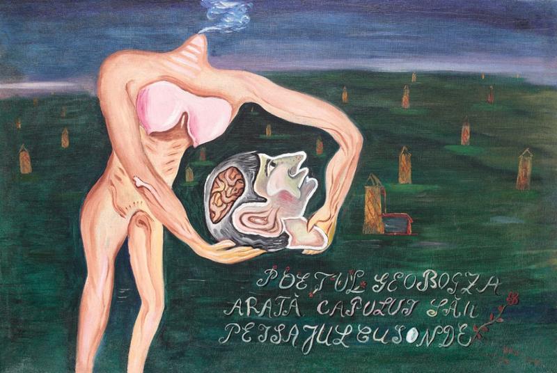 Poetul Geo Bogza arată capului său peisajul cu sonde - Victor Brauner, Foto: Artmark