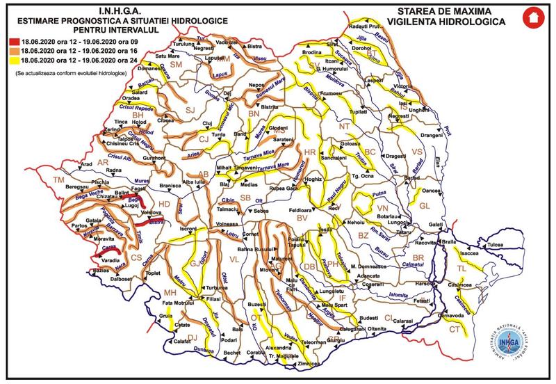 Avertizari hidrologice, Foto: inhga.ro