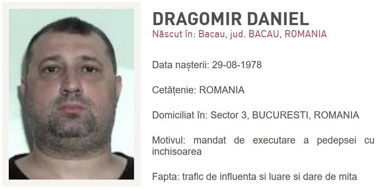 Daniel Dragomir, dat in urmarire, Foto: politiaromana.ro