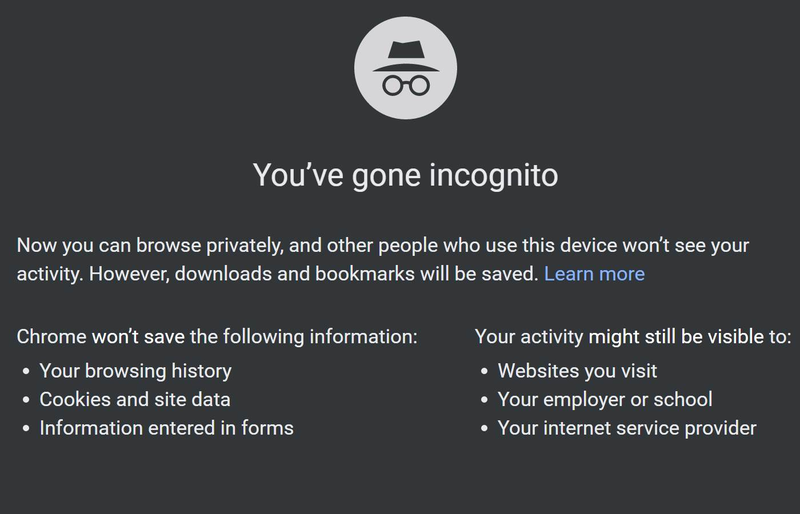 Incognito Mode, Google Chrome, Foto: Captura ecran