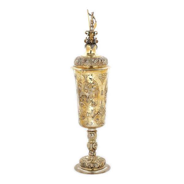 Pocal transilvănean, din argint aurit, realizat de Paulus Roth, cca. 1680, cu picior și capac, piesă muzeală, de colecție, Foto: Artmark