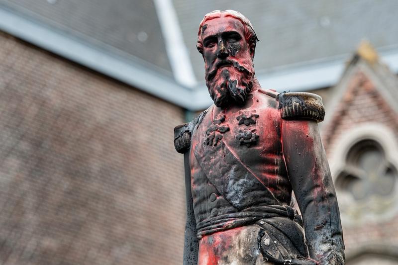Statuia cu Leopold II vandalizata, Foto: Jonas Roosens / AFP / Profimedia Images