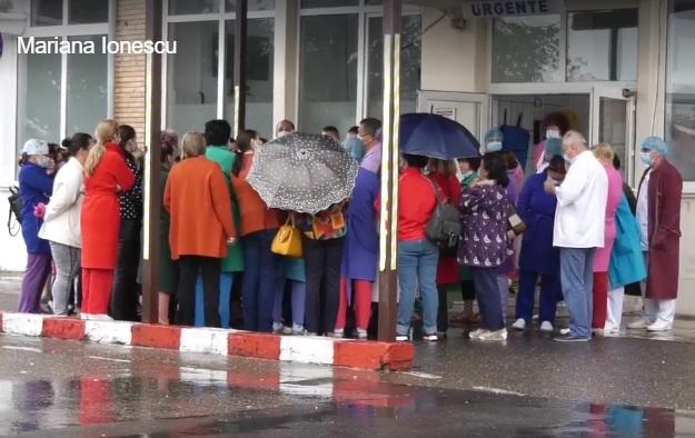 Protest la spitalul din Gaesti, Foto: Captura video