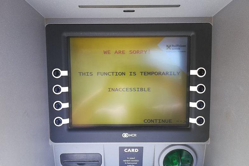 ATM Raiffeisen nefunctional, Foto: Hotnews