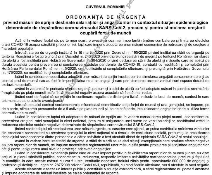 Kurzarbeit si alte masuri, in Monitorul oficial, Foto: Monitorul Oficial