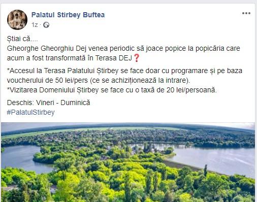 Anunt Facebook Stirbey, Foto: Captura