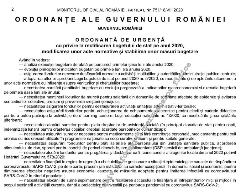 Rectificarea bugetara a fost modificata, Foto: Monitorul Oficial