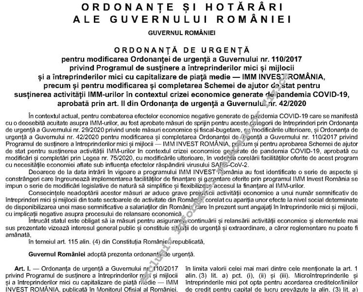 Modificari IMM Invest, Foto: Monitorul Oficial