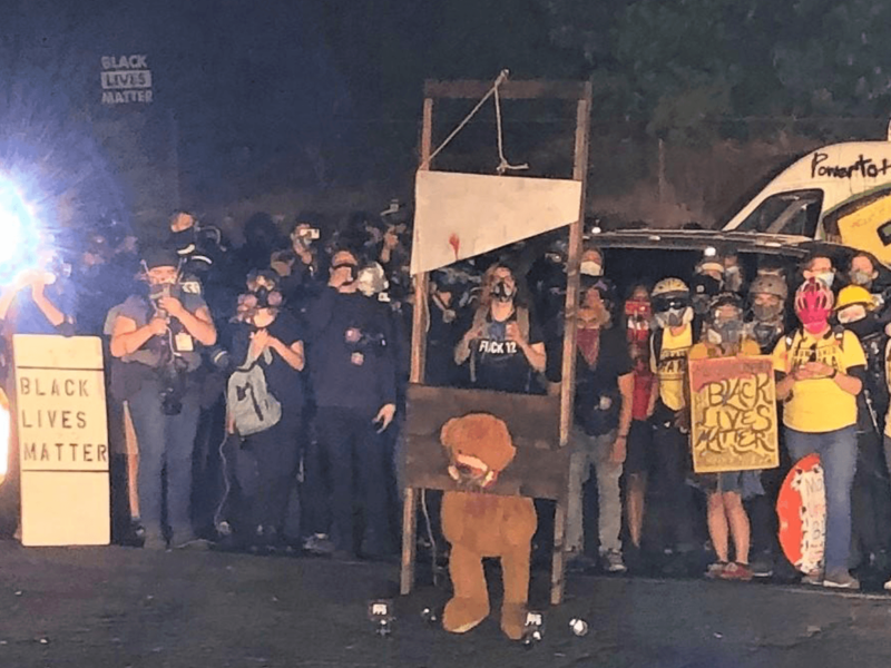 Ursuletul decapitat la protestele din Portland, Foto: Captura video