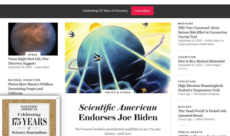 Pagina Scientific American, Foto: Captura