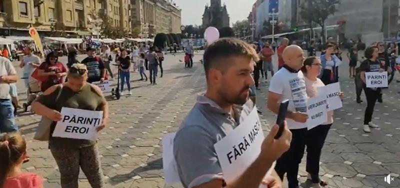 Protest anti-masca la Timisoara, Foto: Captura Facebook