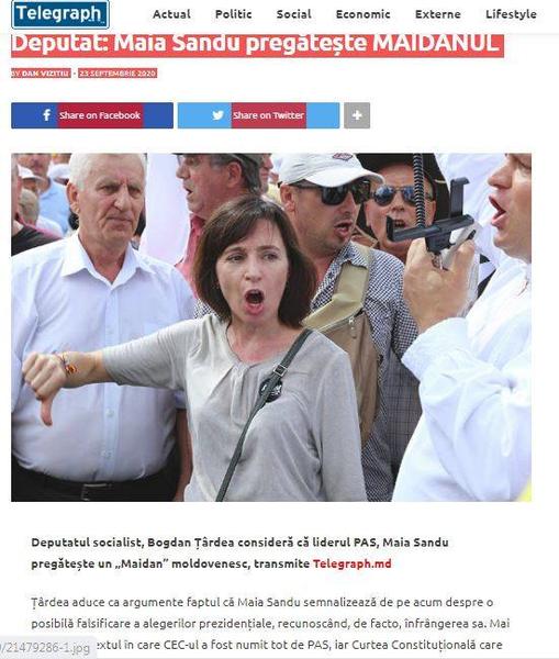 Maia Sandu, Foto: Screenshot via Telegraph