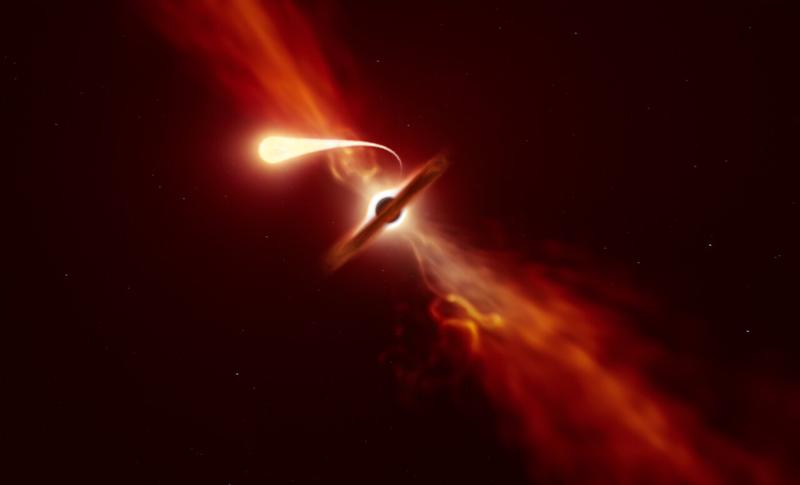 Stea devoarata de o gaura neagră (reprezentare artistica), Foto: ESO