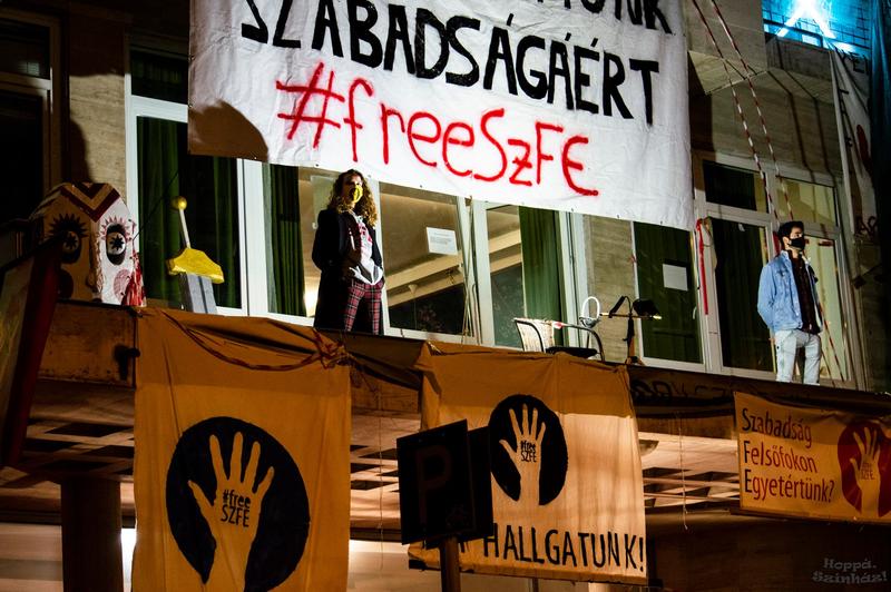 Protest al studentilor de la Universitatea de Teatru si Film din Budapesta, Foto: Facebook/ Színház- és Filmművészeti Egyetem