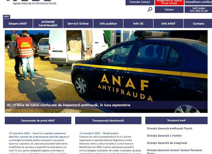 Noul site ANAF, Foto: ANAF