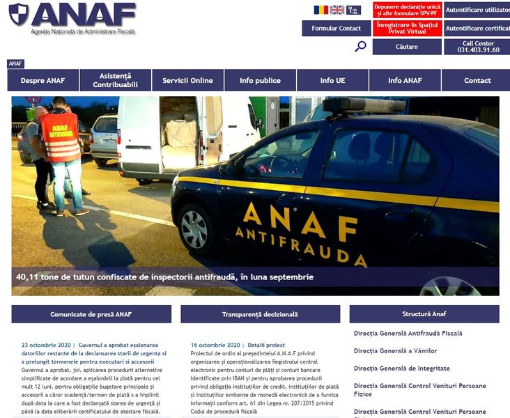 Noul site ANAF, Foto: ANAF