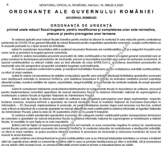 OUG masuri fiscale si prorogare termene, Foto: Monitorul Oficial