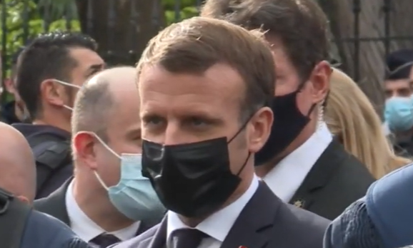 Macron la Nisa, dupa atac, Foto: Captura video