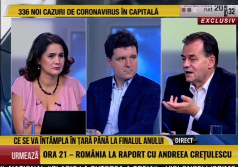 Ludovic Orban si Nicusor Dan, la Romania TV, Foto: Captura de ecran
