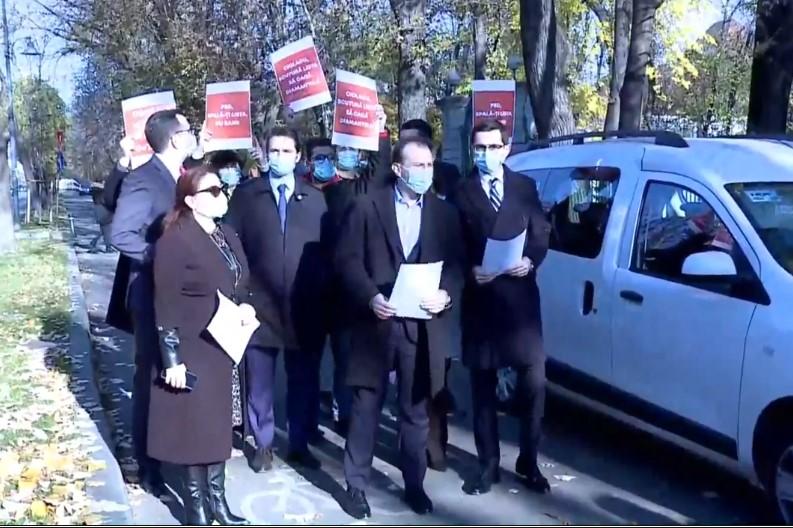 Liberali la sediul PSD, Foto: Captura video