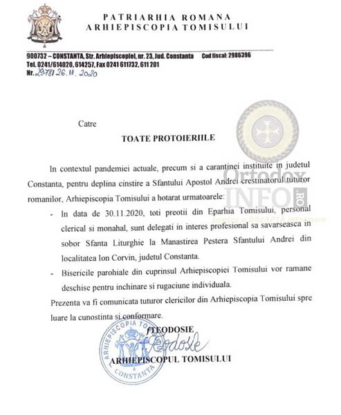 Circulara Arh Tomisului, Foto: Ortodoxinfo.ro